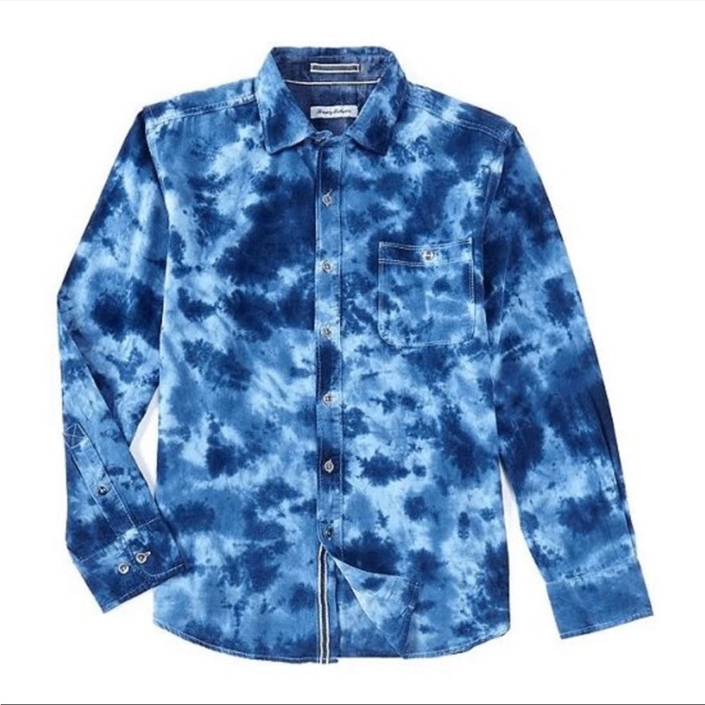 Tommy Bahama Blue Tie-Dye Casual Button Down Shirt